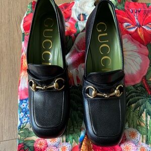 Gucci Leather Platform Loafer with Horsebit